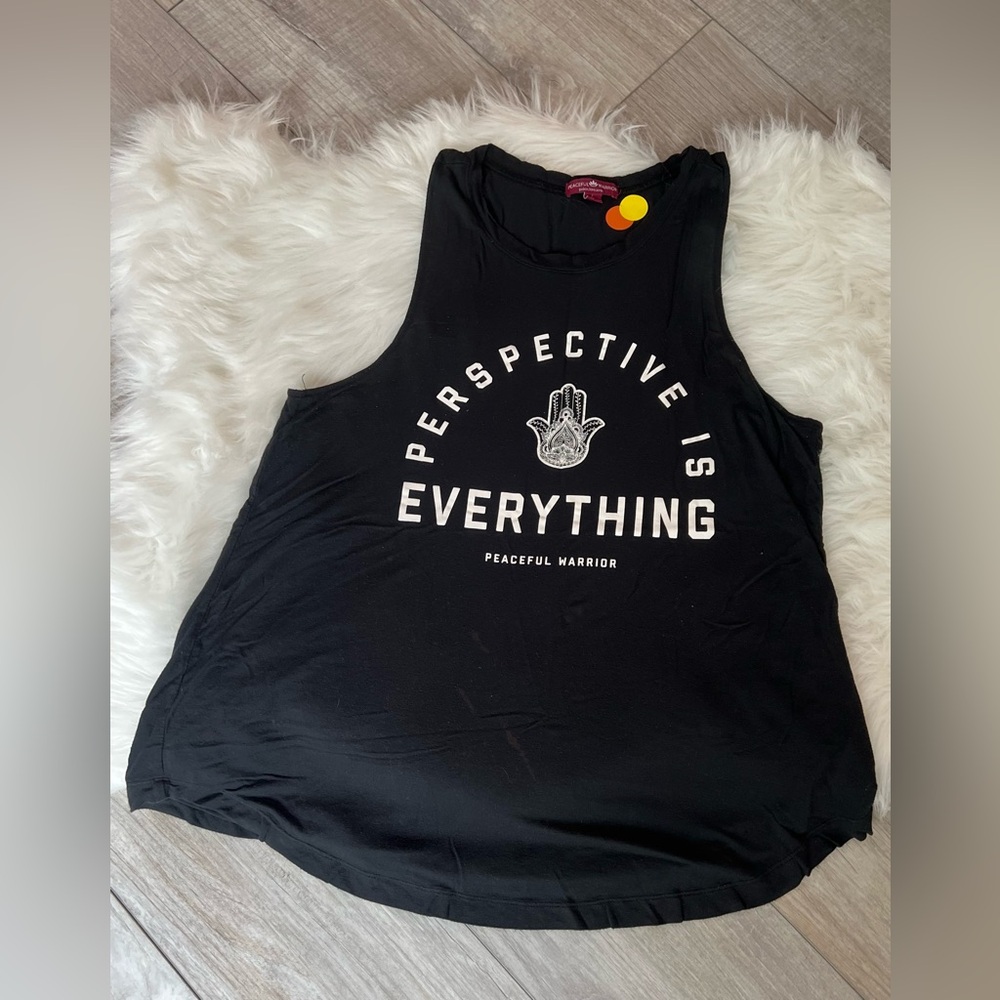 PEACEFUL WARRIOR | ‘Perspective Is Everything’ Hamsa Hand Soft Tank Top (L)